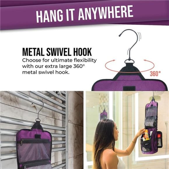 Hanging Travel Toiletry Bag for Women – Large Cosmetics, Makeup and Toiletries - Picture 3 of 6